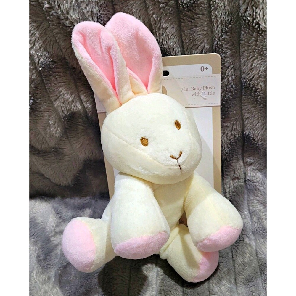 Kellytoy Kellybaby Cream Bunny Rabbit Plush Baby Toy Lovey Rattle 7"